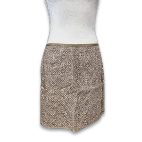 Elie Tahari A-Line Skirt Tweed Fabric Wool Blend Mini Length Beige Women's 8 NWT - Picture 1 of 8